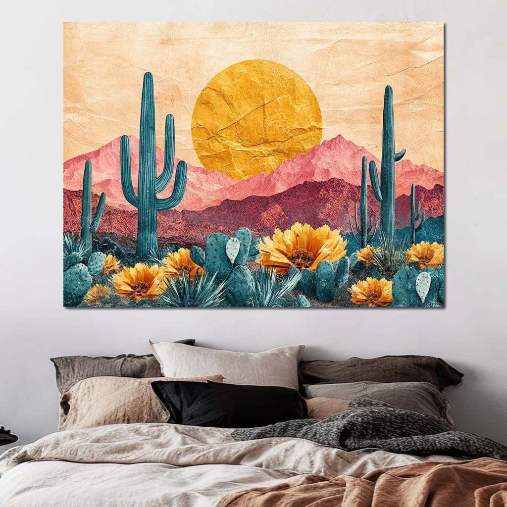 Desert Bloom Sunlit Peaks Canvas Wall Art