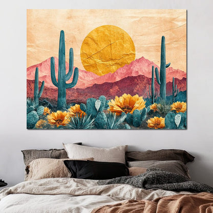 Desert Bloom Sunlit Peaks Canvas Wall Art