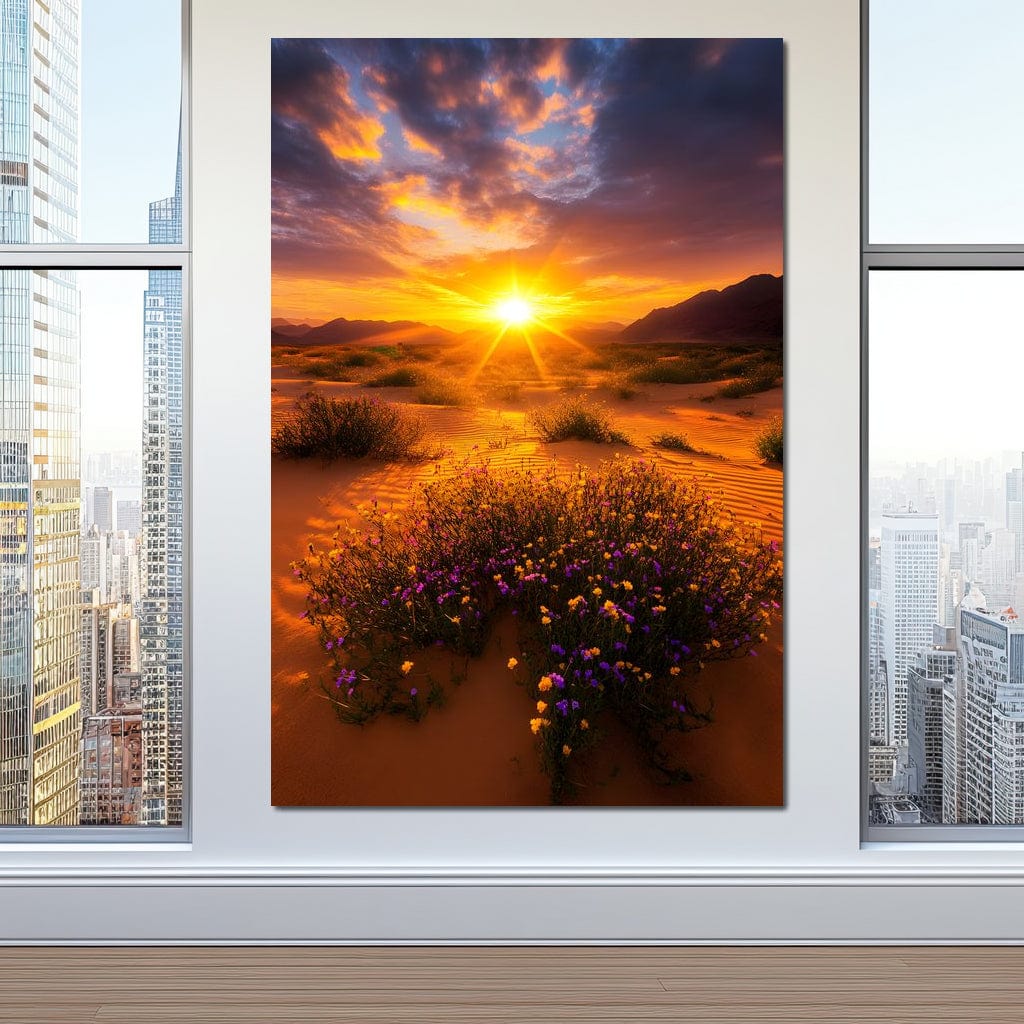 Golden Horizon Meadow Bloom Canvas Wall Art