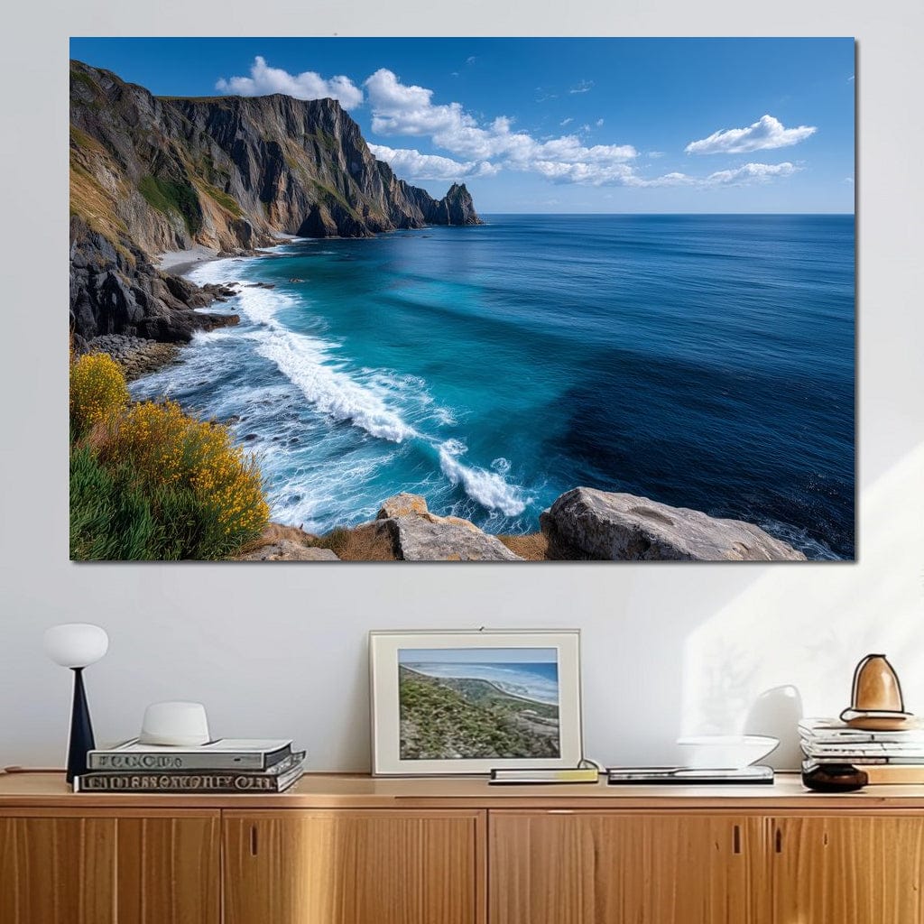 Majestic Coastal Cliffs View Canvas Wall Art