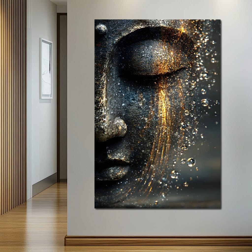 Golden Tranquil Buddha Flow Canvas Wall Art
