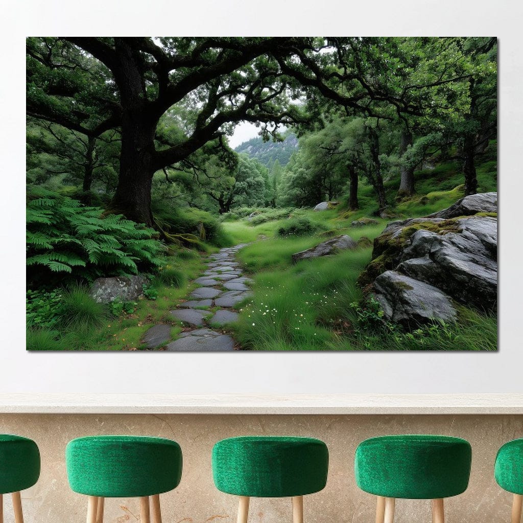 Emerald Forest Stone Pathway Canvas Wall Art