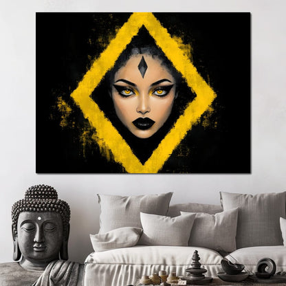 Golden Stare of Midnight Queen Canvas Wall Art