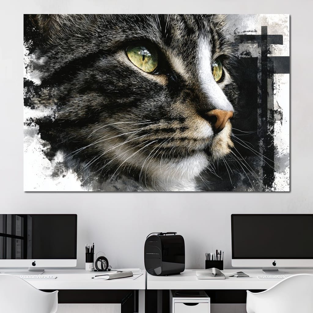 Golden Eyed Cat Portrait Canvas Wall Art