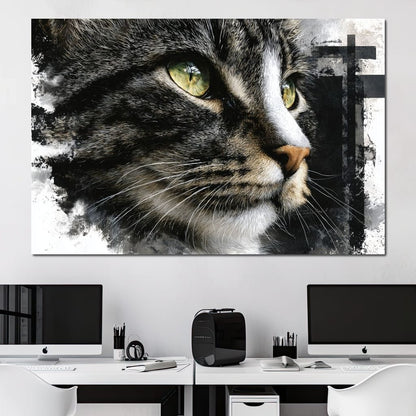 Golden Eyed Cat Portrait Canvas Wall Art