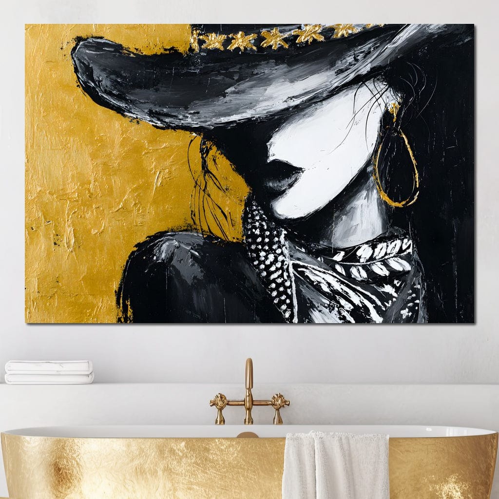 Golden Outlaw Shadow Portrait Canvas Wall Art