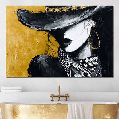 Golden Outlaw Shadow Portrait Canvas Wall Art