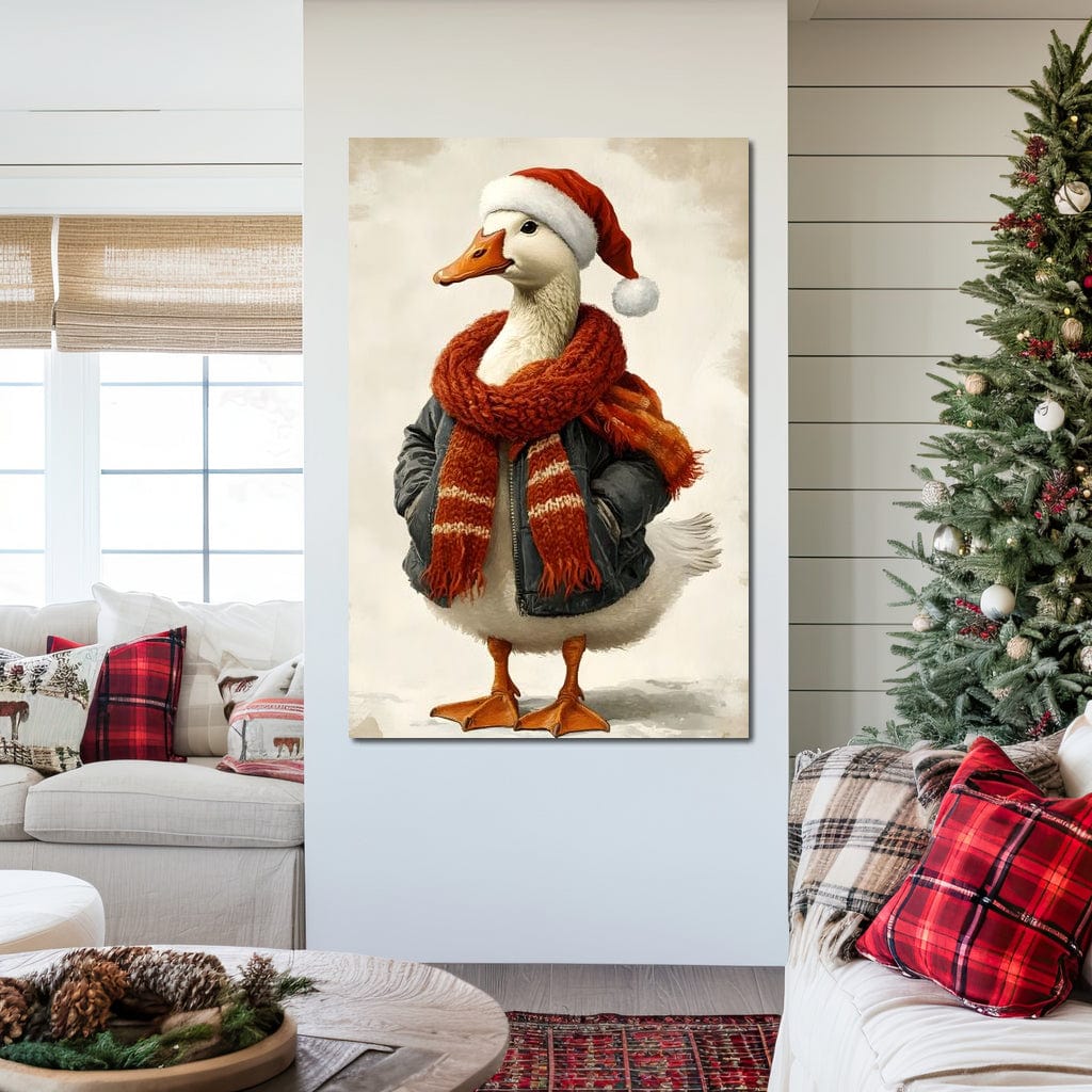 Festive Goose With Cozy Style Canvas Wall Art