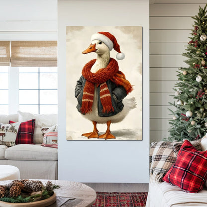 Festive Goose With Cozy Style Canvas Wall Art