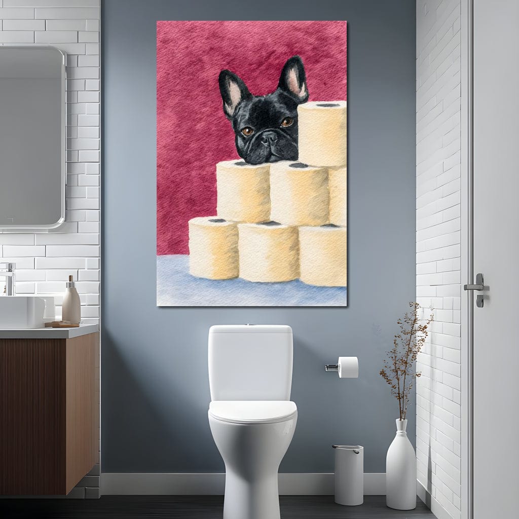 French Bulldog Toilet Roll Sentinel Canvas Wall Art