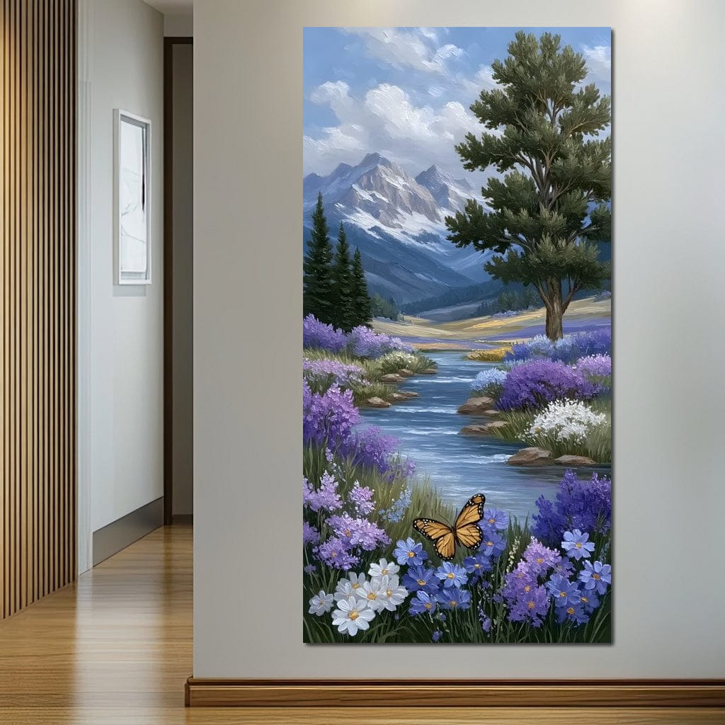 Mountain Meadow Butterfly Serenity Canvas Wall Art