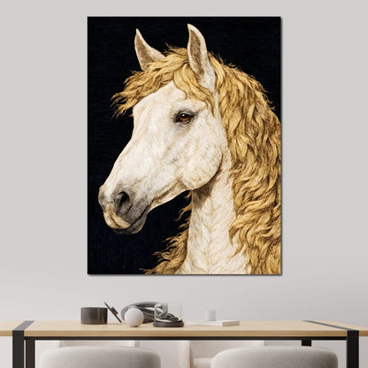 Golden Mane Horse Portrait Canvas Wall Art
