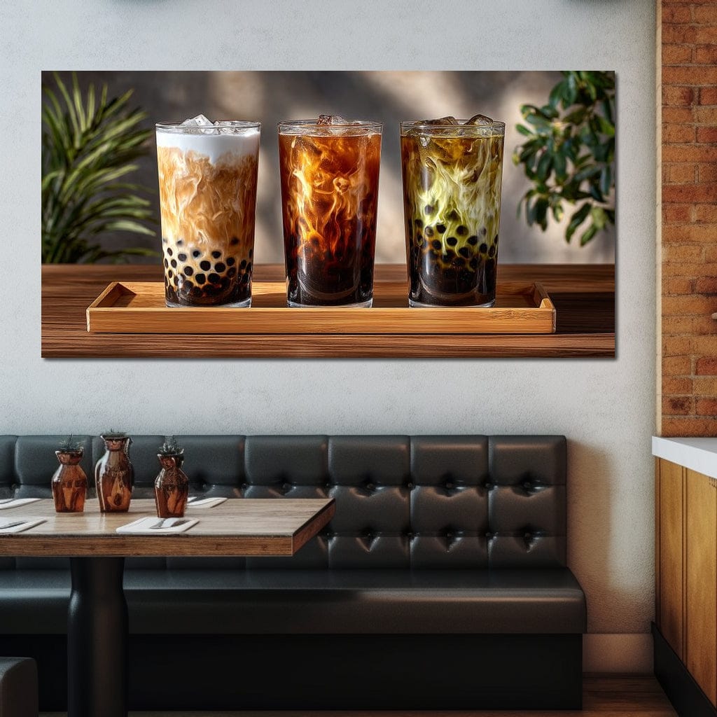 Swirling Bubble Tea Trio Canvas Wall Art
