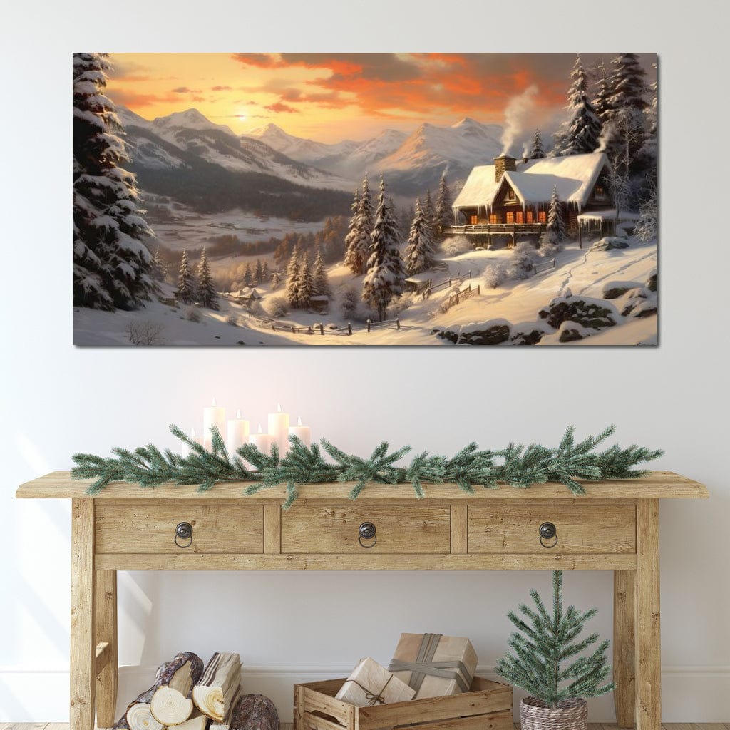 Christmas Cottage Canvas Wall Art