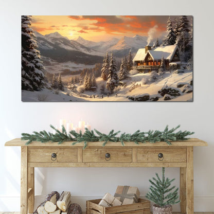 Christmas Cottage Canvas Wall Art