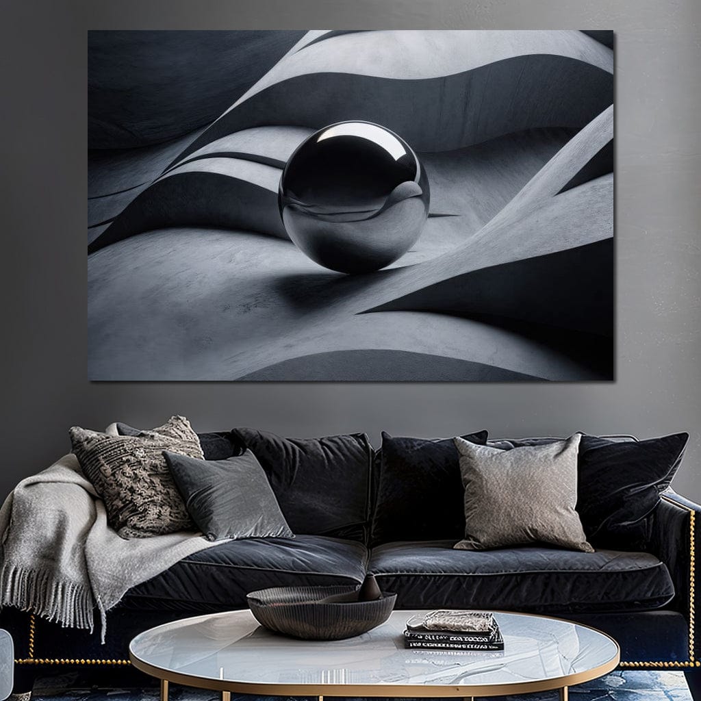 Black Mirror Sphere Canvas Wall Art