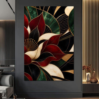 Gilded Petal Geometry Canvas Wall Art