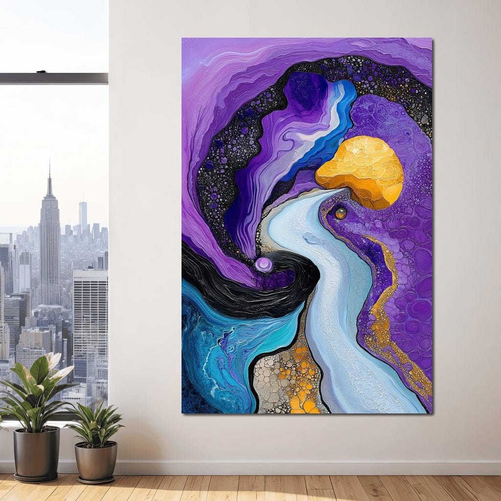 Waves of the Amethyst Sky Canvas Wall Art