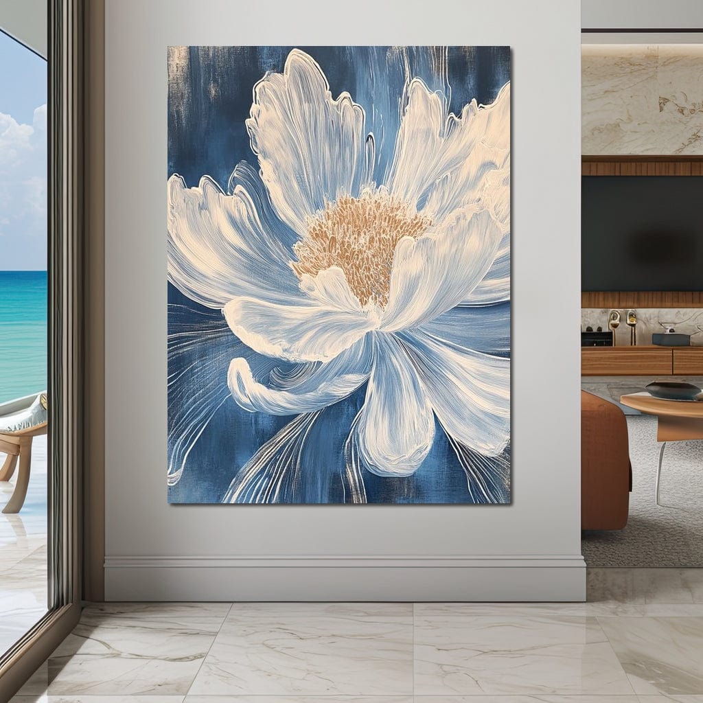 Petal Harmony in Blooming White Canvas Wall Art