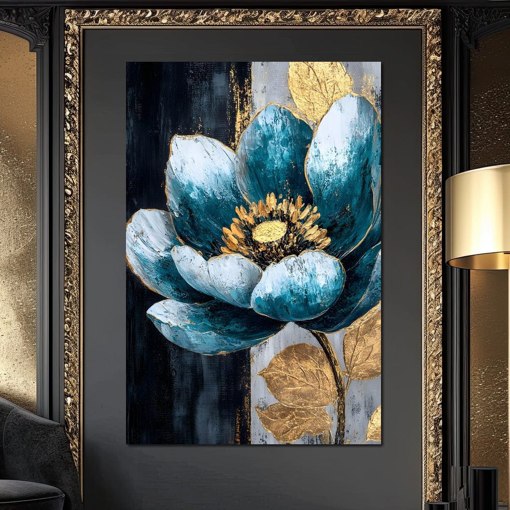Radiant Petals Golden Harmony Canvas Wall Art