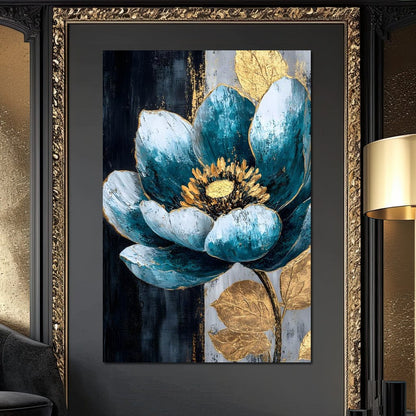 Radiant Petals Golden Harmony Canvas Wall Art