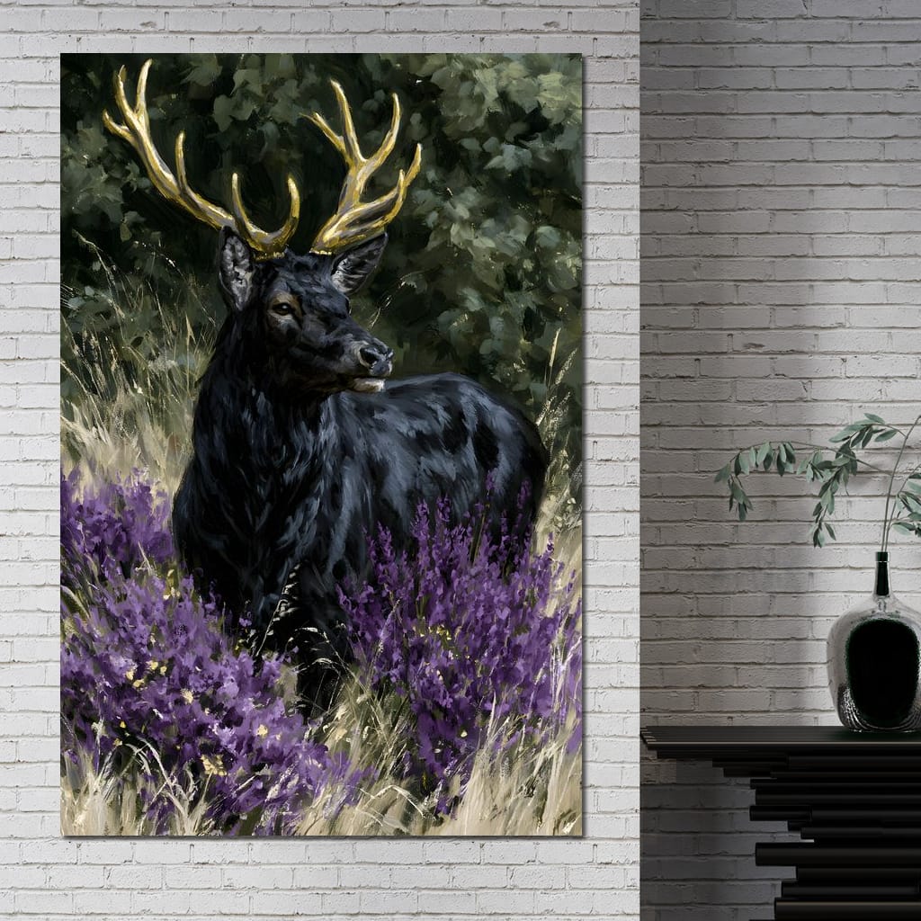 Black Deer Of Wild Fields Canvas Wall Art