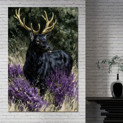 Black Deer Of Wild Fields Canvas Wall Art