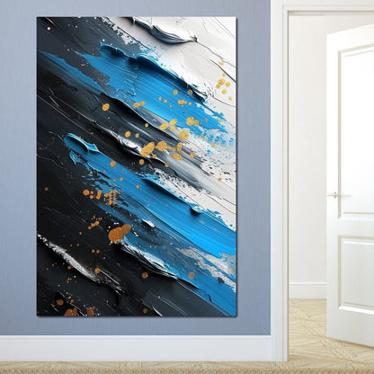 Sapphire Strokes Gold Specks 2 Canvas Wall Art
