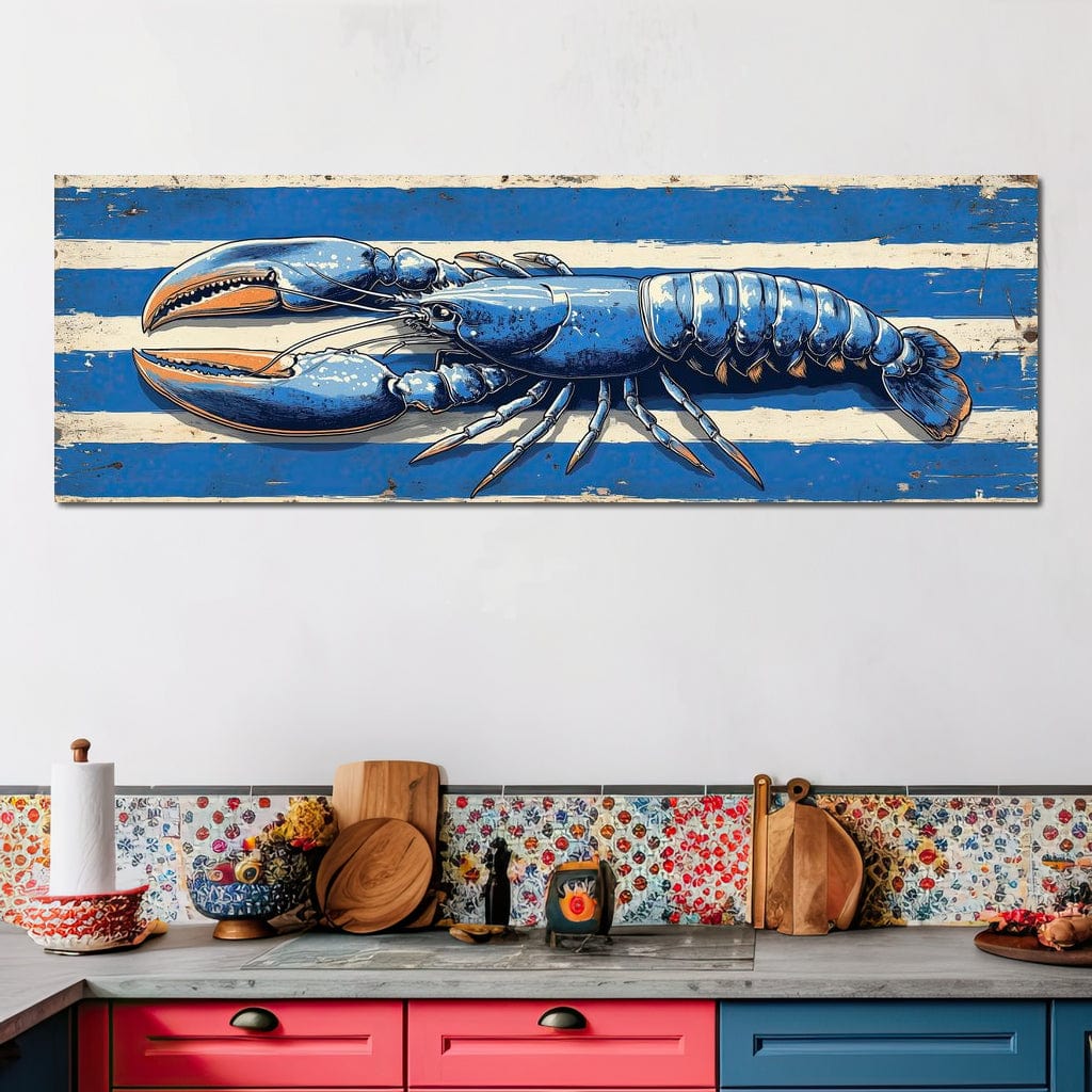 Nautical Blue Lobster Charm Canvas Wall Art