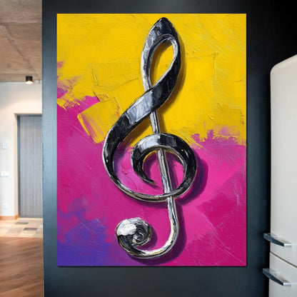 Electric Treble Clef Glow Canvas Wall Art