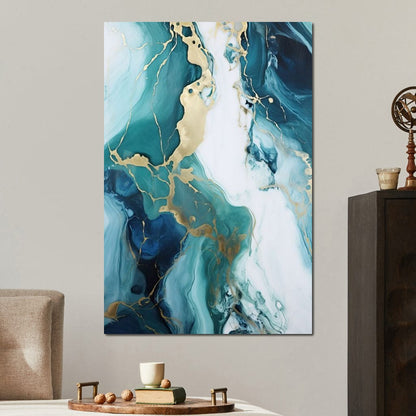 Glossy Marbling Liquid Abstraction Canvas Wall Art