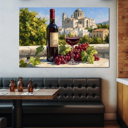 Vintage Wine Harvest Near Cathedral Canvas Wall Art