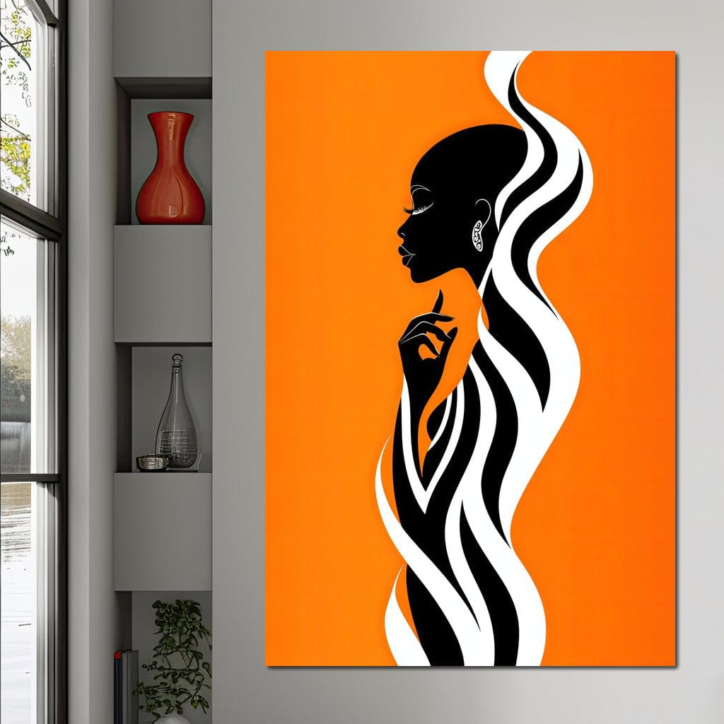 Ebony Flow on Tangerine Dreams Canvas Wall Art