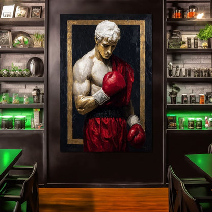 Golden Frame Boxing Champion Canvas Wall Art
