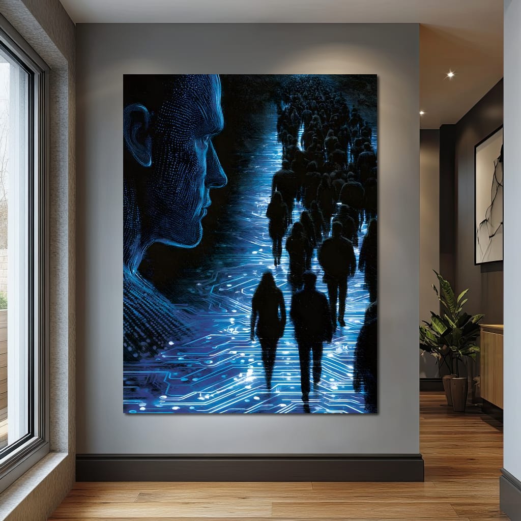 The Collective Walk of Digital Ghosts Canvas Wall Art
