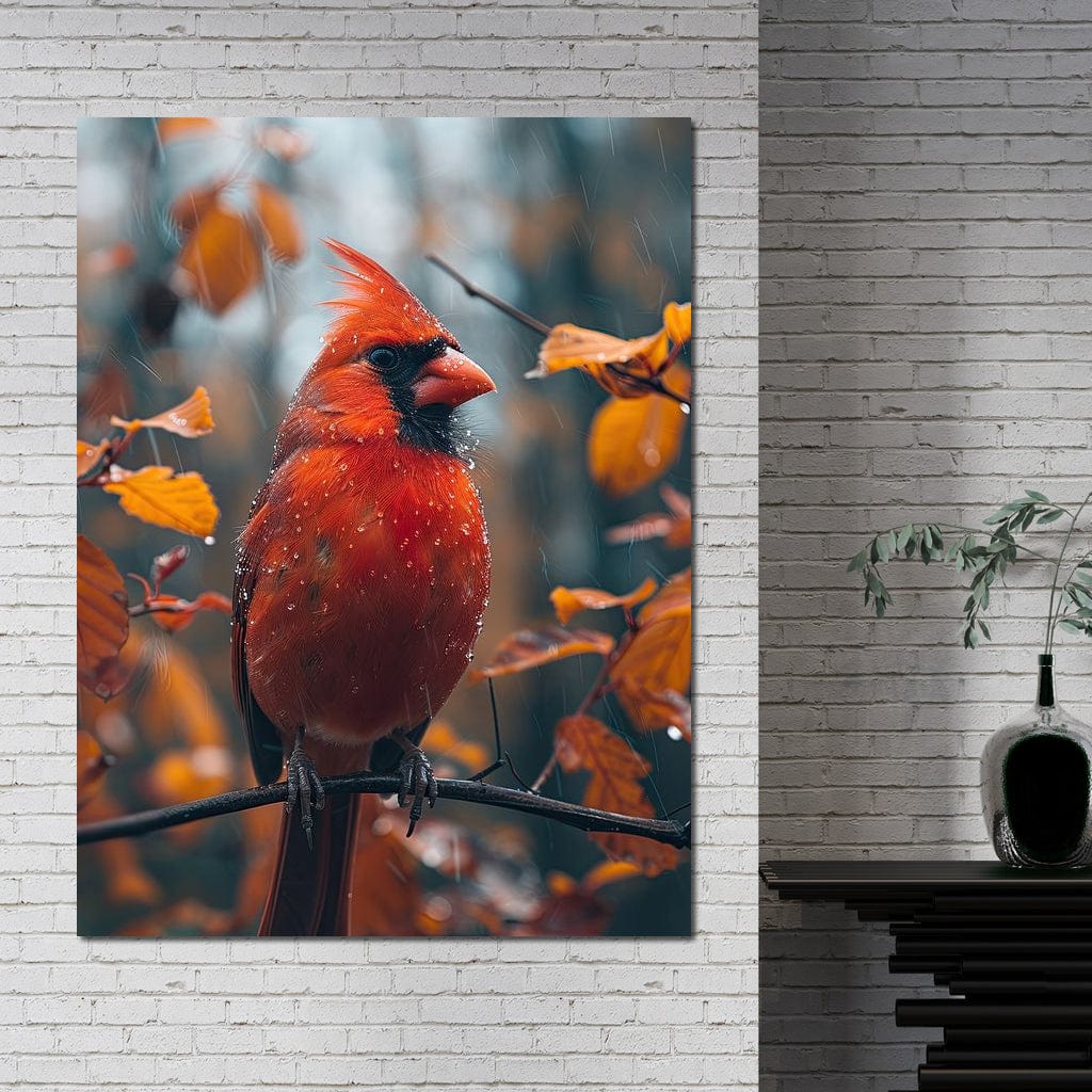 Autumn Cardinal's Perch Canvas Wall Art