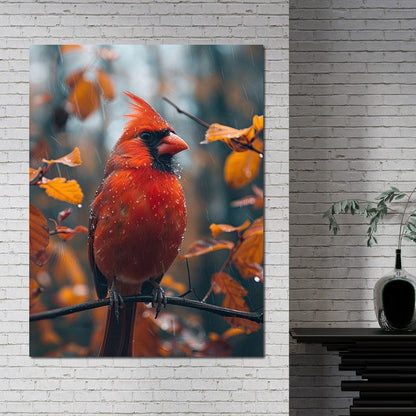 Autumn Cardinal's Perch Canvas Wall Art