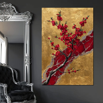 Golden Blossom Ascension Canvas Wall Art