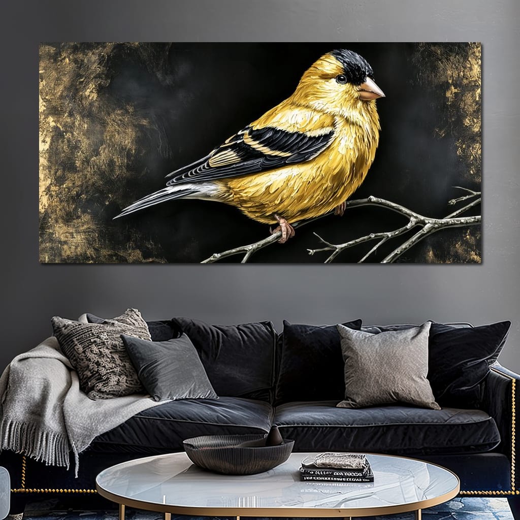 Gilded Feather Stillness Canvas Wall Art