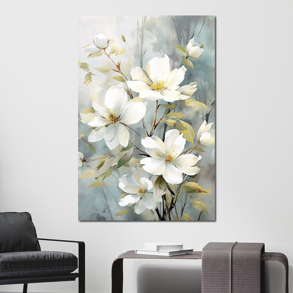 Ethereal Blooms in Mist Canvas Wall Art