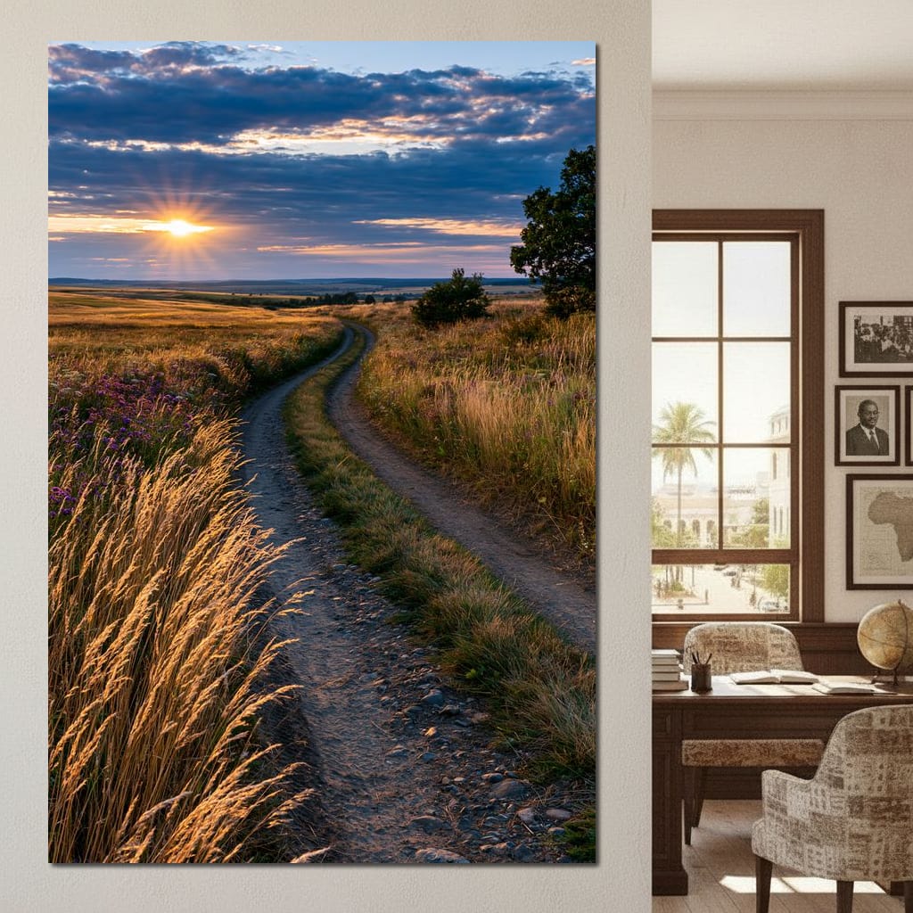 Golden Hour Journey Home Canvas Wall Art