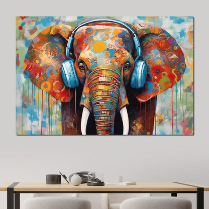 Elephant's Echoing Melody Canvas Wall Art