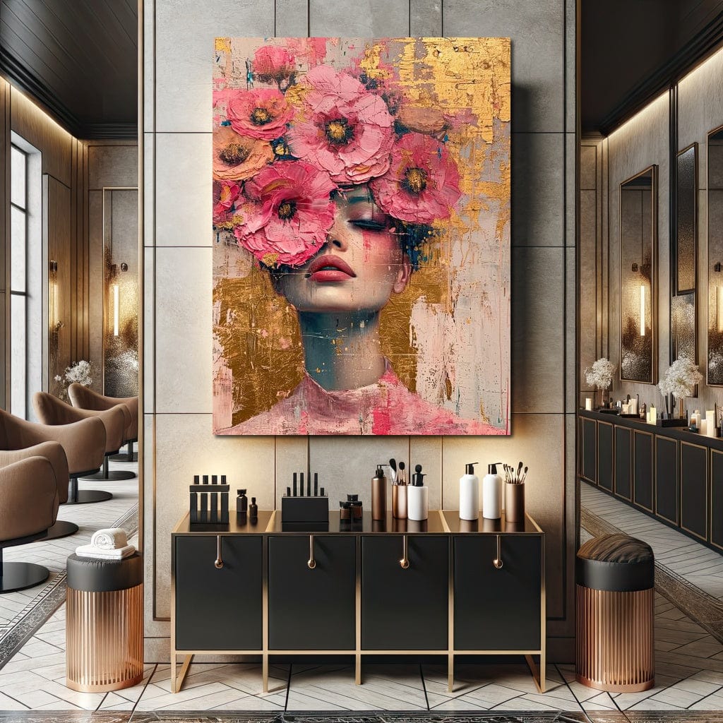 Bloomed Reverie in Gold Canvas Wall Art