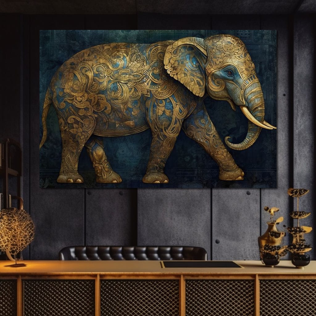 Gilded Grey Elephant Canvas Wall Art