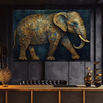Gilded Grey Elephant Canvas Wall Art
