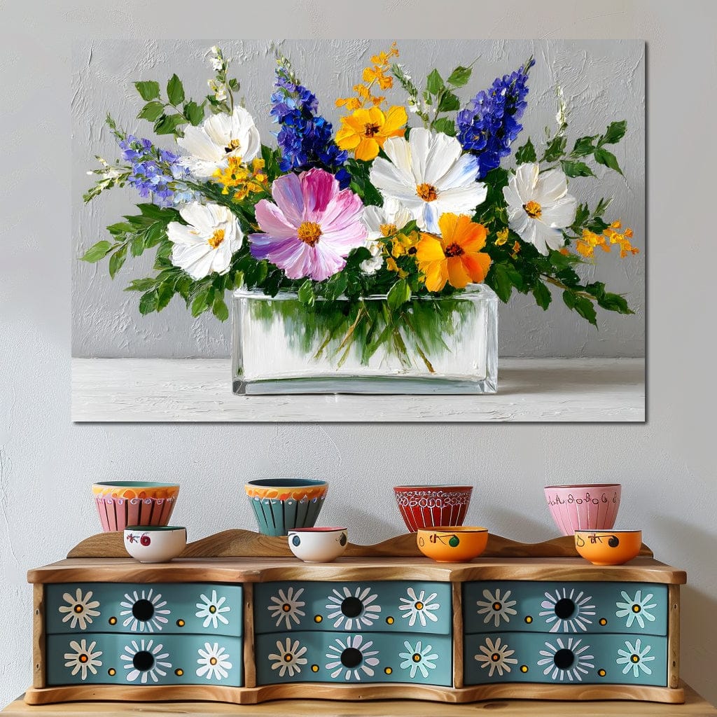 Sunlit Wildflower in Water Canvas Wall Art