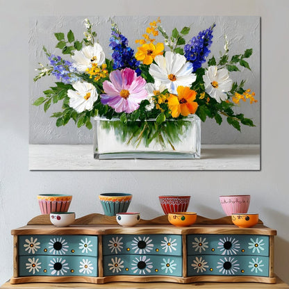 Sunlit Wildflower in Water Canvas Wall Art