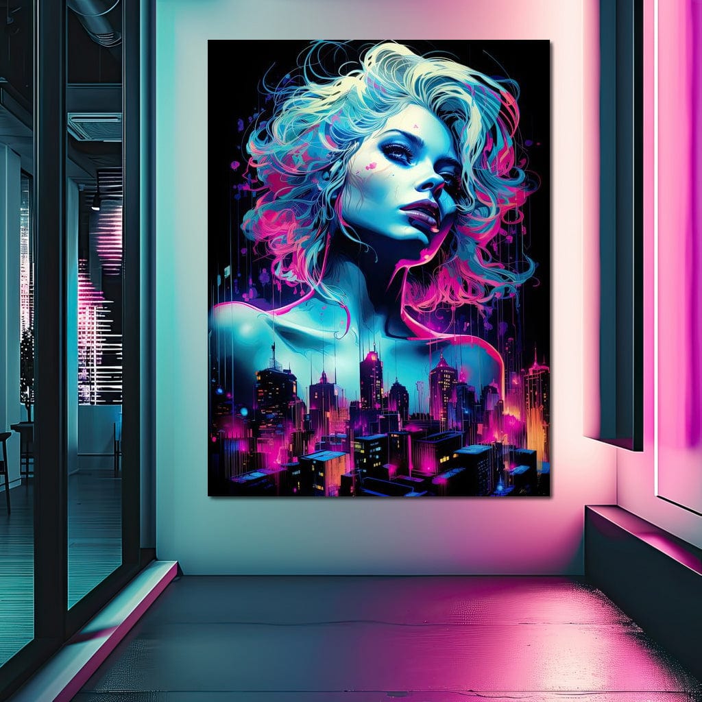 Neon Reverie Portrait 06 Canvas Wall Art