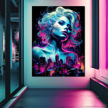 Neon Reverie Portrait 06 Canvas Wall Art