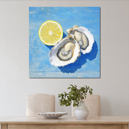 Seaside Citrus Oysters Delight Canvas Wall Art